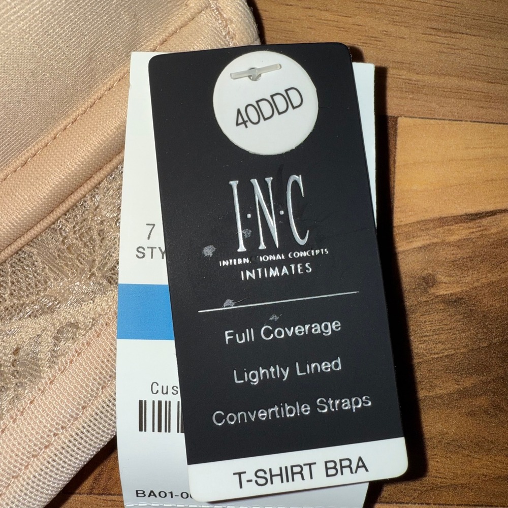INC International Concepts 40DDD Full Coverage T-Shirt Bra Convertible NWT nude - Picture 2 of 5